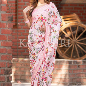 Light Pink Floral Print Saree