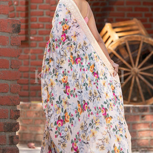 Shell Beige Floral Print Saree