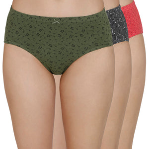 Inner Elastic Print Mid Rise Hipster Panties (Pack of 3)