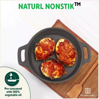 CASTrong Cast Iron Fish Fry Pan, Pre-seasoned, Nonstick, 100% Pure, Toxin-free, Induction, 22.4/25cm, 1.5kg/2kg