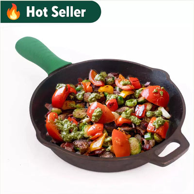 Super Smooth Cast Iron Fry Pan, Silicon Handle, 100% Pure, Toxin-free,Pre-seasoned, Induction, Non-stick, 20.3/25.4cm, 1.3/1.7L, 2.3/2.4kg