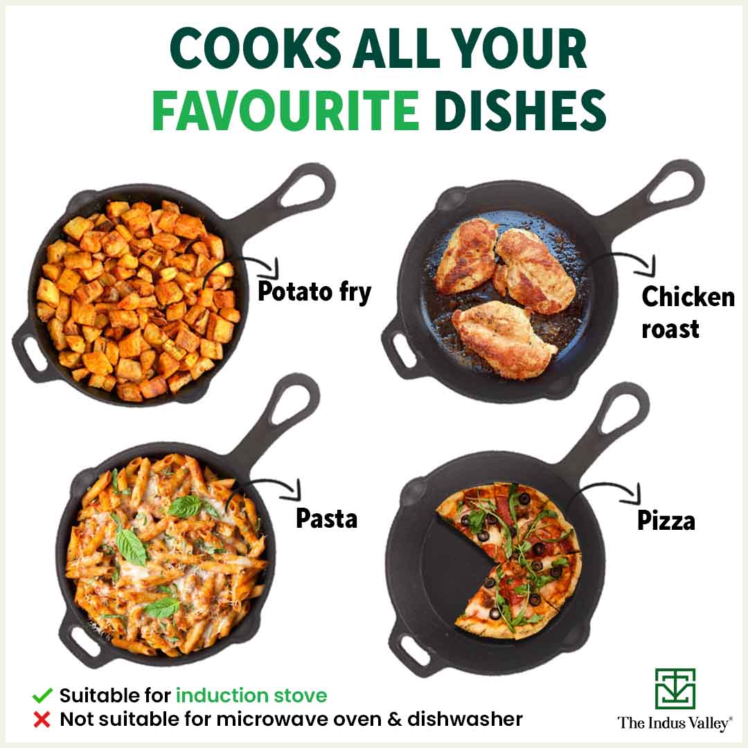CASTrong Cast Iron Fry Pan/Skillet,Pre-seasoned, Nonstick, 100% Pure, Toxin-free, Induction, 23cm, 1.4L, 2.4kg