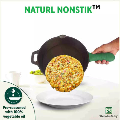 Super Smooth Cast Iron Fry Pan, Silicon Handle, 100% Pure, Toxin-free,Pre-seasoned, Induction, Non-stick, 20.3/25.4cm, 1.3/1.7L, 2.3/2.4kg