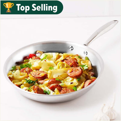 TurboCuk Tri-ply Stainless Steel Fry Pan, Premium 3 Layer Thick Body, Induction, Non-stick, 23.4/25.4/28 cm, 1.5/1.7/1.9L