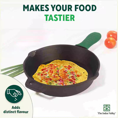 Super Smooth Cast Iron Fry Pan, Silicon Handle, 100% Pure, Toxin-free,Pre-seasoned, Induction, Non-stick, 20.3/25.4cm, 1.3/1.7L, 2.3/2.4kg