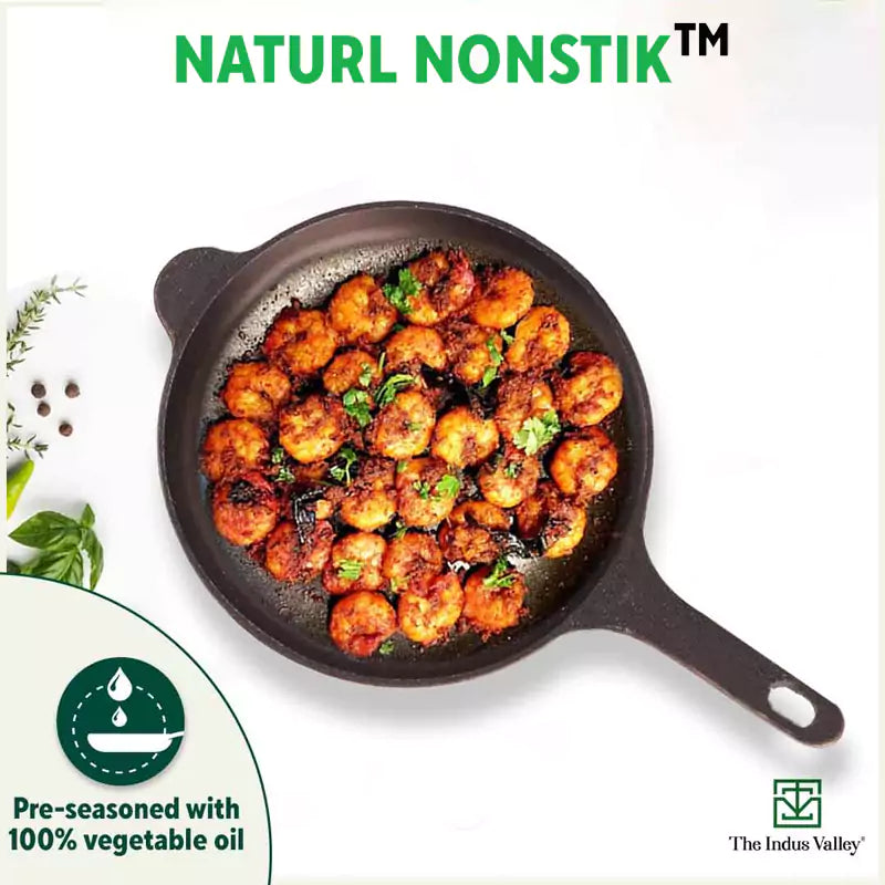 Super Smooth Cast Iron Shallow Fry Pan,Pre-seasoned, Nonstick, 100% Pure, Toxin-free, Induction, 25.4cm, 1.8kg