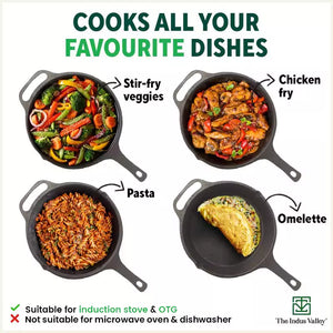 CASTrong Cast Iron Fry Pan, Pre-seasoned, Nonstick, 100% Pure, Toxin-free, Induction, 25.4cm, 1.9L, 2.9kg
