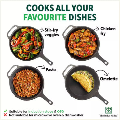 CASTrong Cast Iron Fry Pan, Pre-seasoned, Nonstick, 100% Pure, Toxin-free, Induction, 25.4cm, 1.9L, 2.9kg