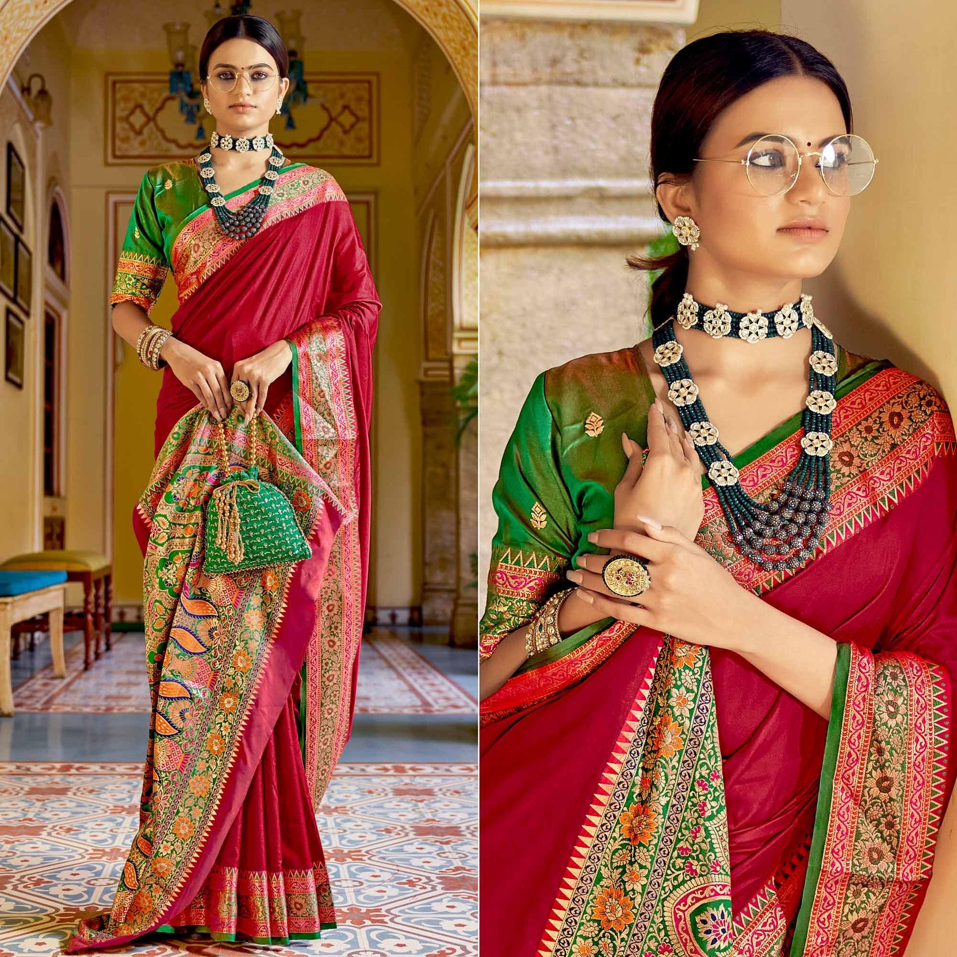 Fuchsia Pink Festive Wear Woven Banarasi Silk Saree