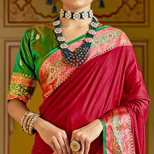 Fuchsia Pink Festive Wear Woven Banarasi Silk Saree