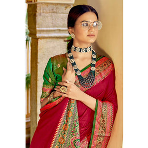 Fuchsia Pink Festive Wear Woven Banarasi Silk Saree