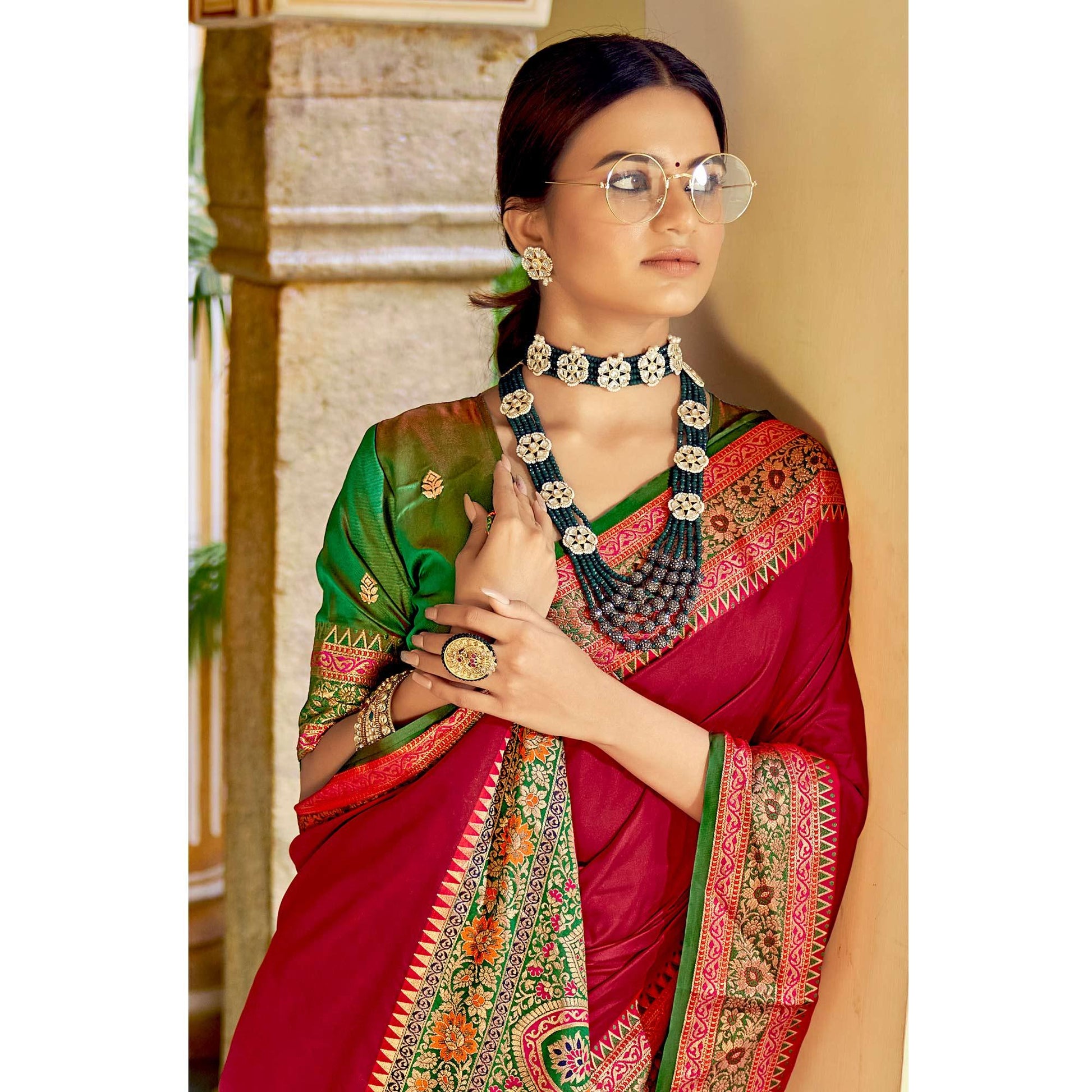 Fuchsia Pink Festive Wear Woven Banarasi Silk Saree