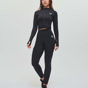 Full-zip Cropped Jacket Plus - Black