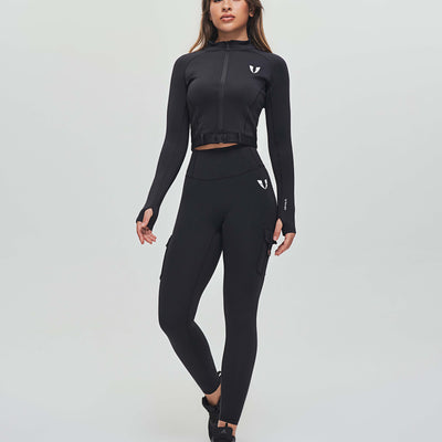 Full-zip Cropped Jacket Plus - Black