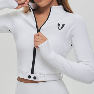 Full-zip Cropped Jacket Plus - White