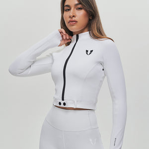 Full-zip Cropped Jacket Plus - White