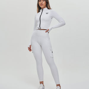 Full-zip Cropped Jacket Plus - White