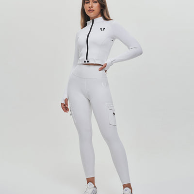 Full-zip Cropped Jacket Plus - White