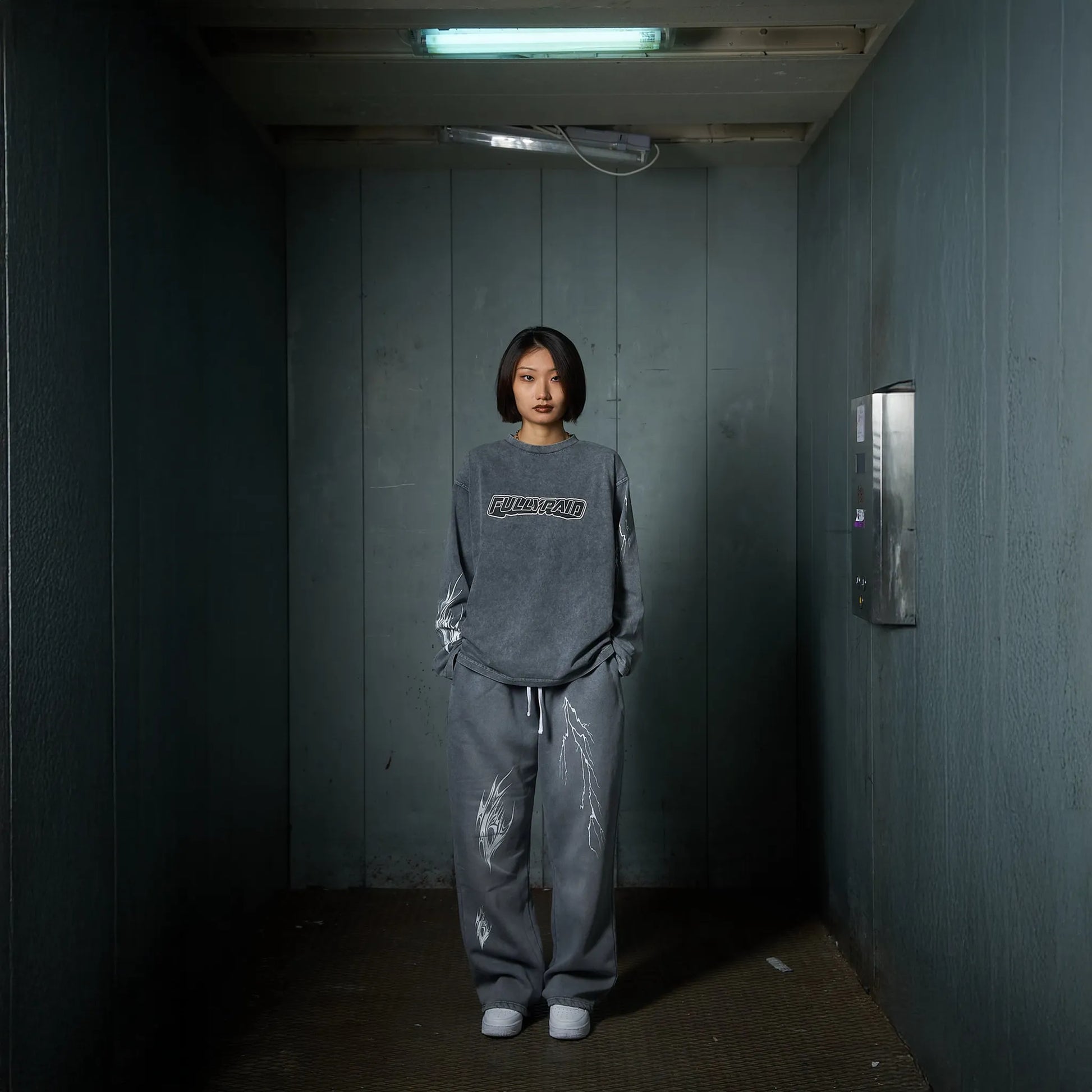 Fully Paid Acid Wash L/S Grey T Shirt