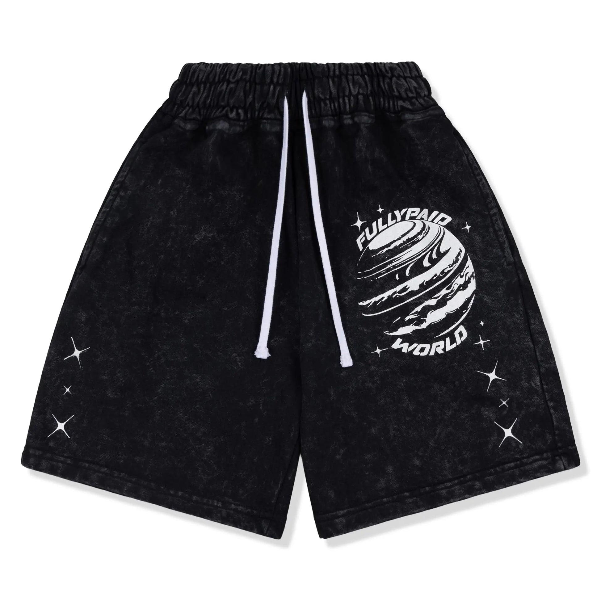Fully Paid World Acid Wash Black Shorts