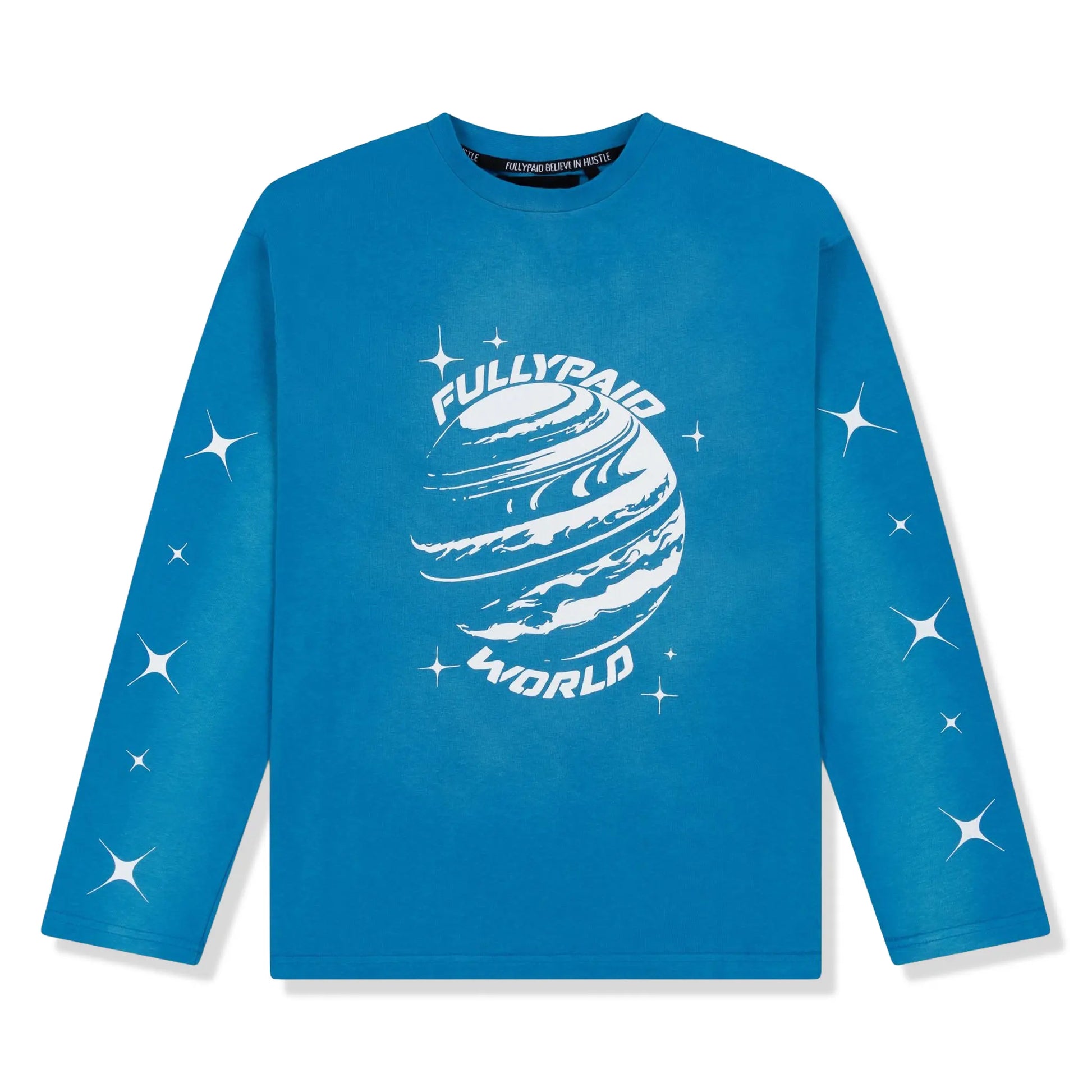 Fully Paid World Acid Wash L/S Blue White T-Shirt