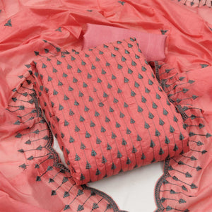 Gajari Casual Wear Embroidered Modal Chanderi Dress Material