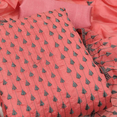 Gajari Casual Wear Embroidered Modal Chanderi Dress Material