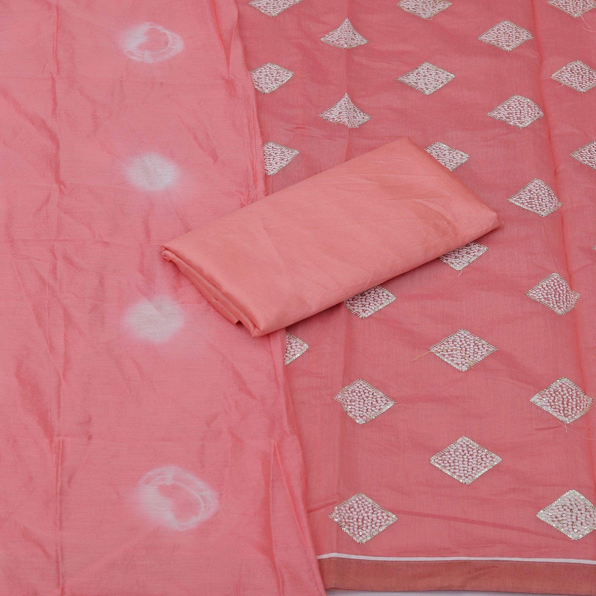 Gajari Embroidered Chanderi Dress Material