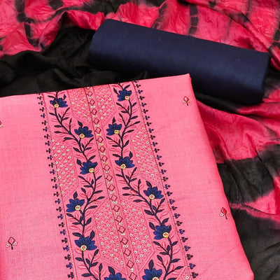 Gajari Embroidered Cotton Blend Dress Material