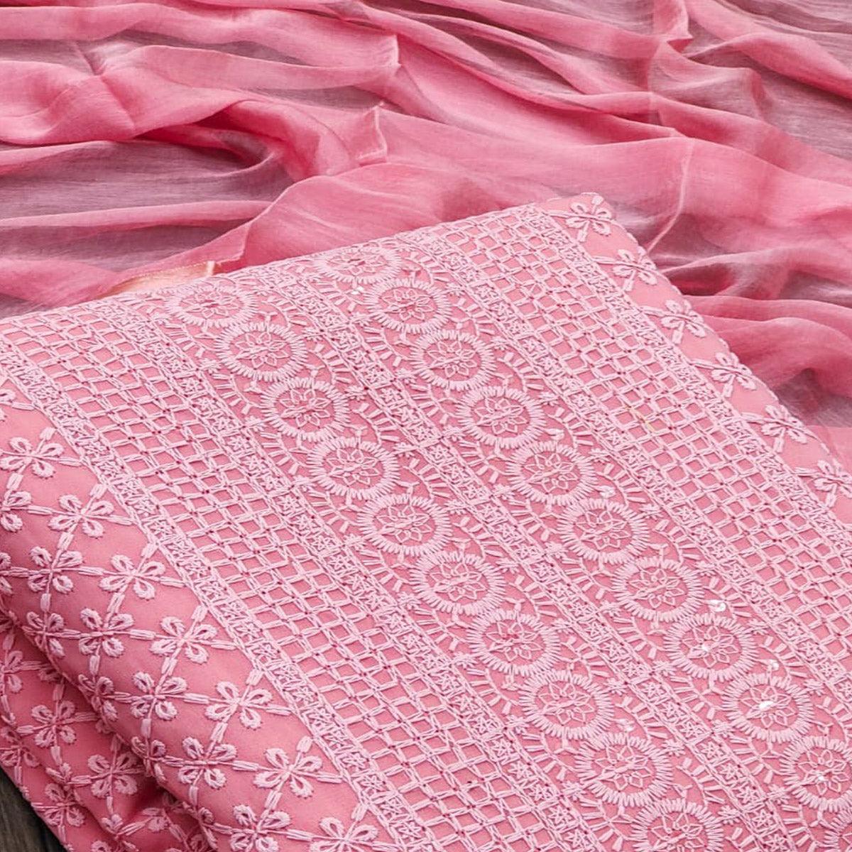 Gajari Festive Wear Heavy Embroidered Georgette Dress Material