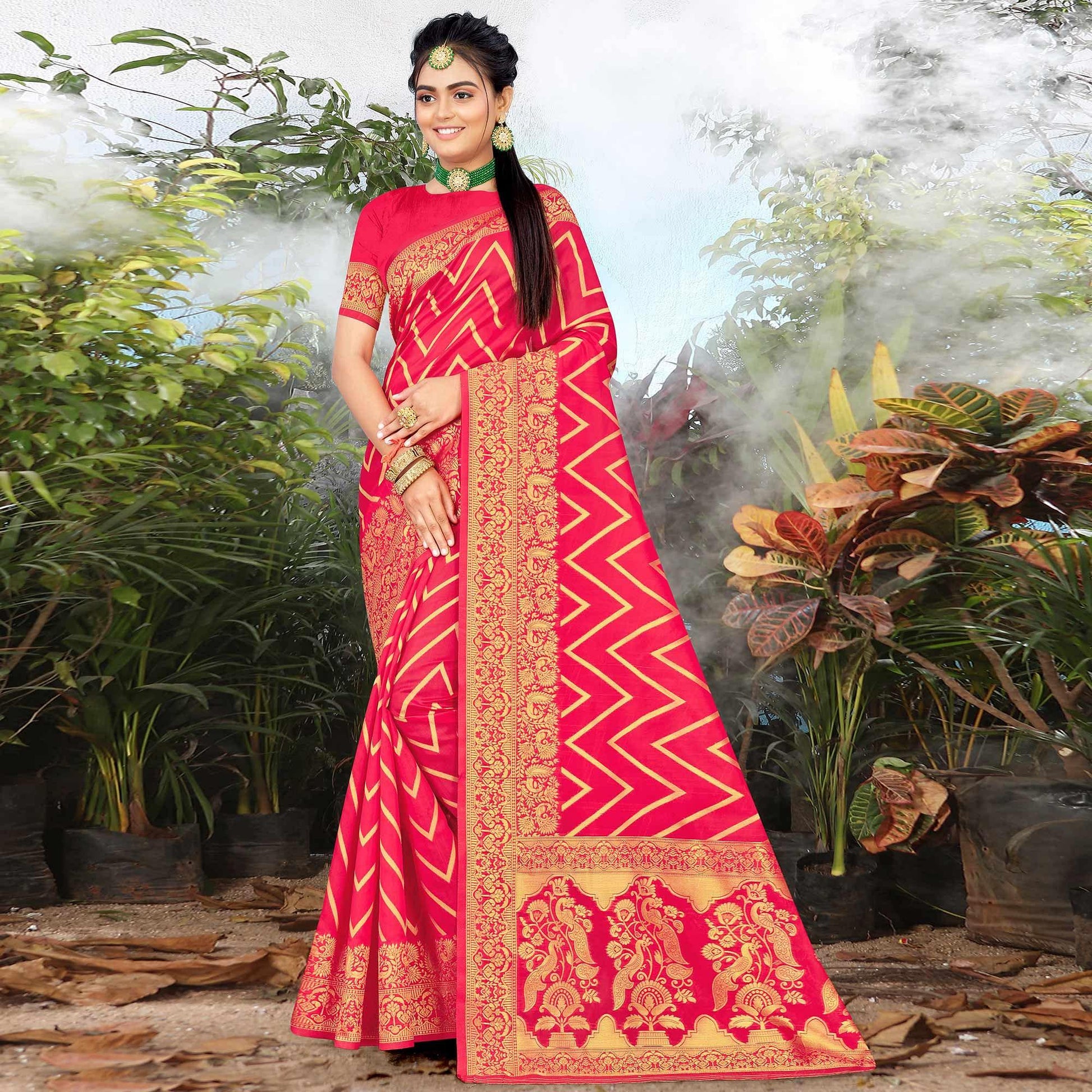 Gajari Festive Wear Woven Banarasi Silk Saree