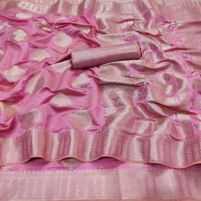 Gajari Pink Festive Wear Soft Jari Woven Art Silk Saree