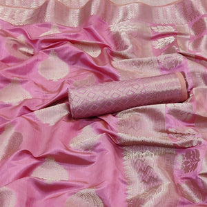 Gajari Pink Festive Wear Soft Jari Woven Art Silk Saree