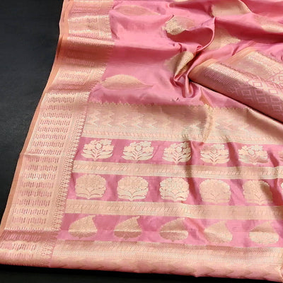 Gajari Pink Festive Wear Soft Jari Woven Art Silk Saree