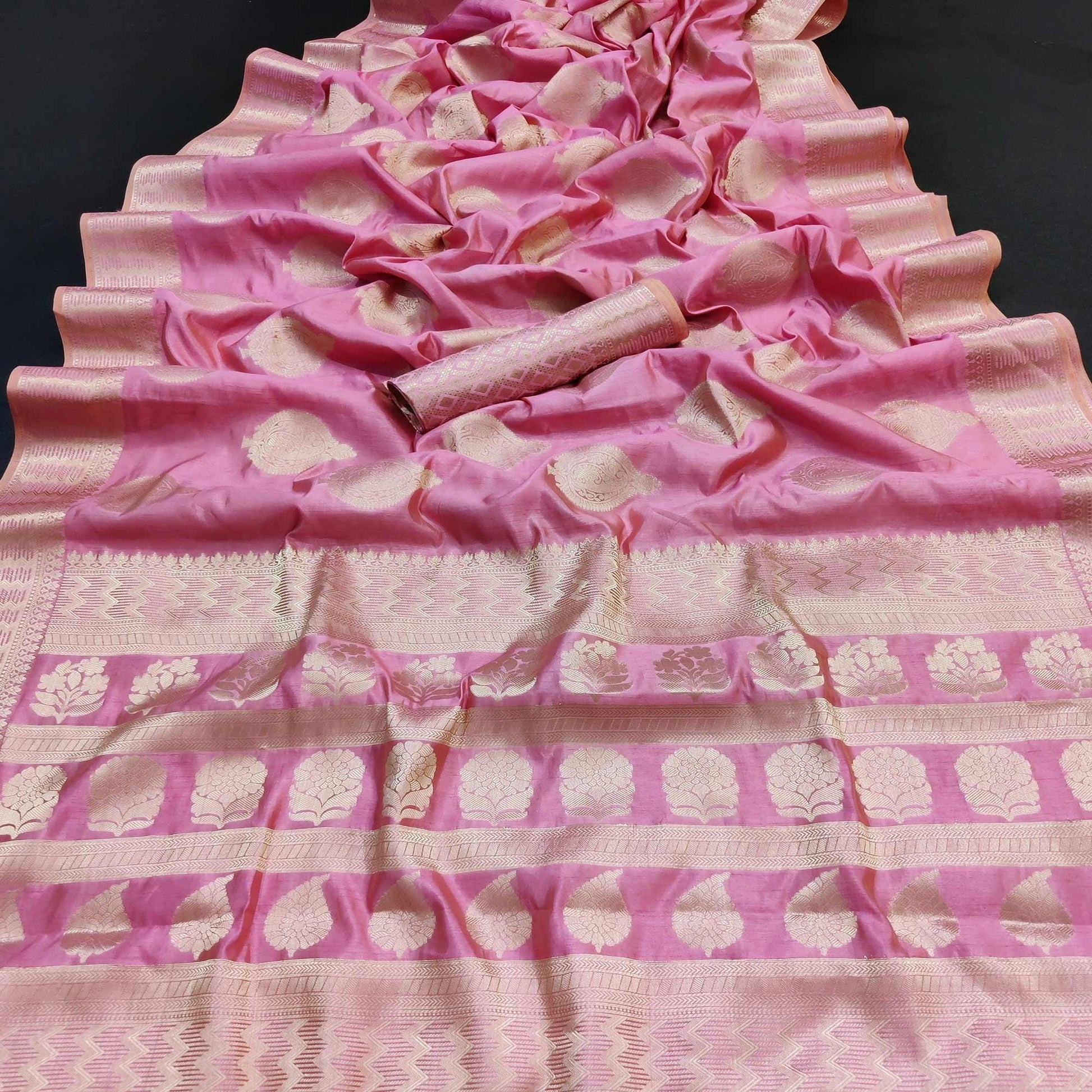 Gajari Pink Festive Wear Soft Jari Woven Art Silk Saree