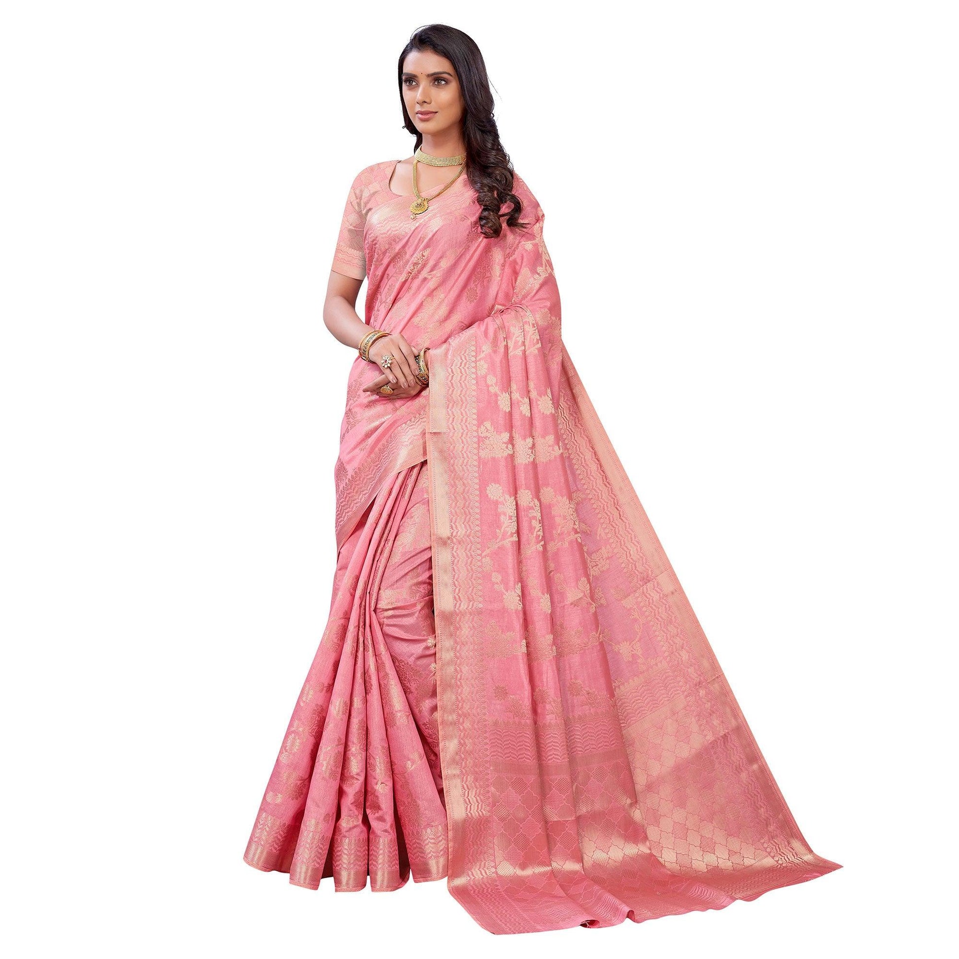 Gajari Pink Festive Wear Woven Art Silk Saree