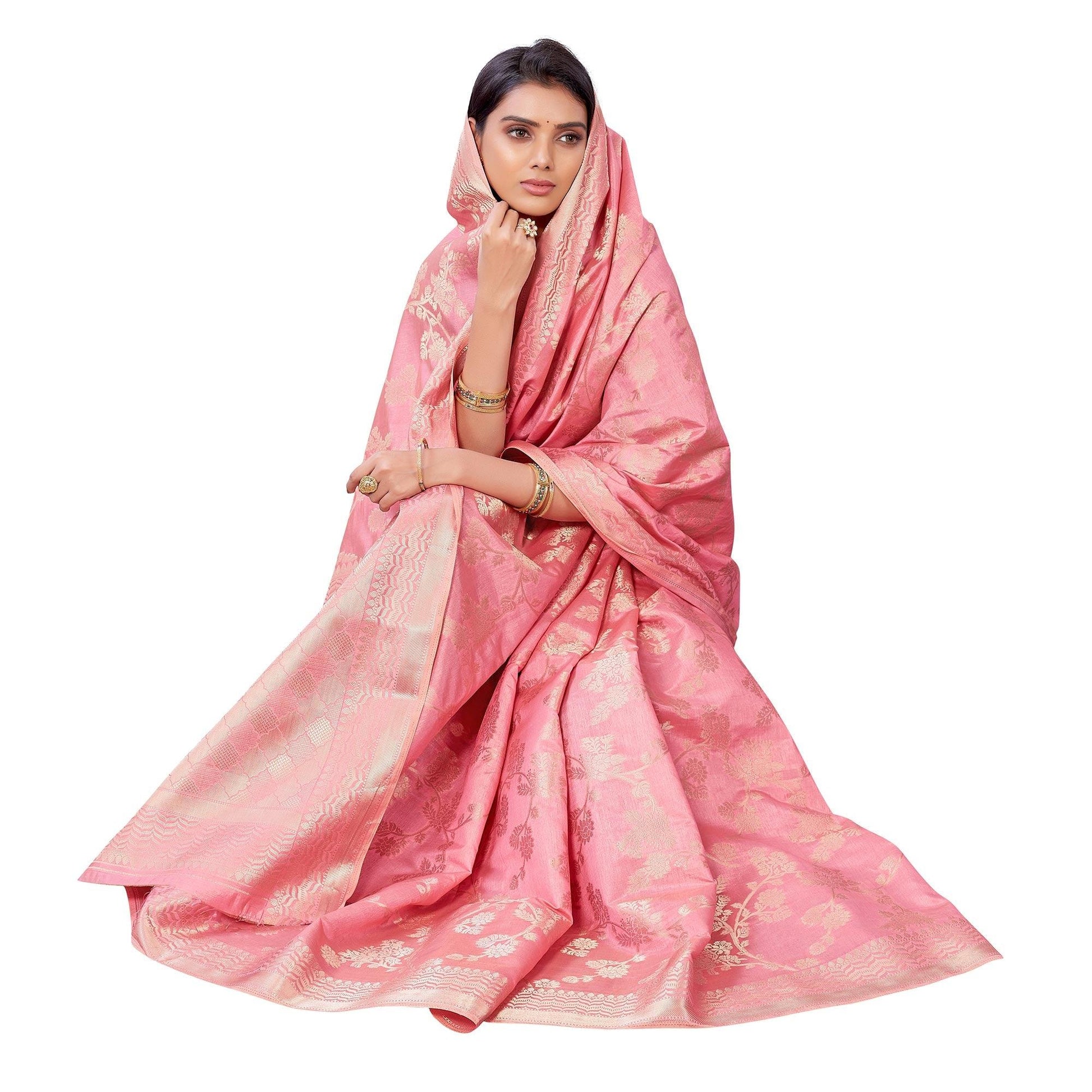 Gajari Pink Festive Wear Woven Art Silk Saree