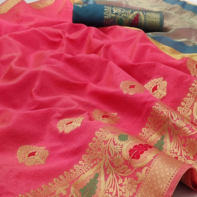 Gajari Pink Festive Wear Woven Banarasi Saree With Butta And Jacquard Border