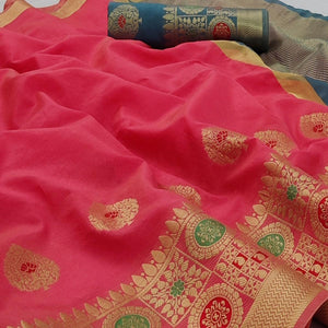 Gajari Pink Festive Wear Woven Banarasi Saree With Butta And Jacquard Border