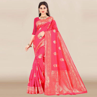 Gajari Pink Festive Wear Woven Banarasi Silk Saree