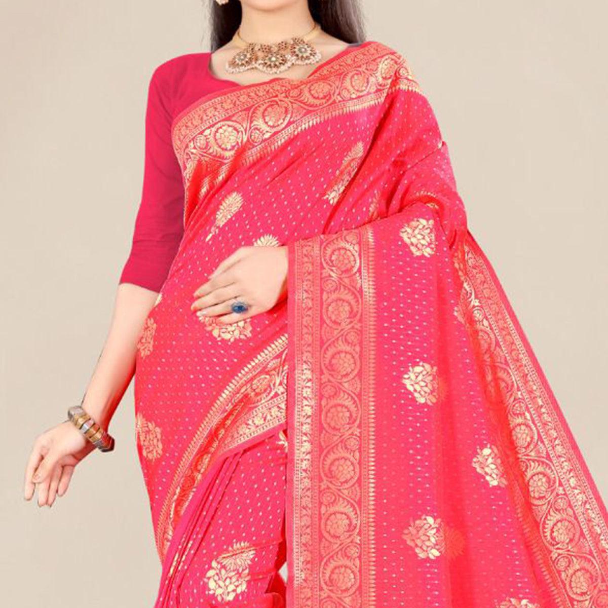 Gajari Pink Festive Wear Woven Banarasi Silk Saree