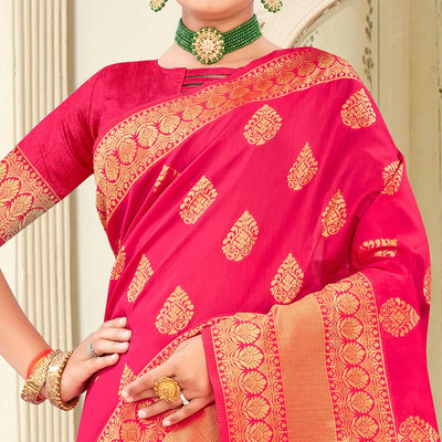 Gajari Pink Festive Wear Woven Banarasi Silk Saree