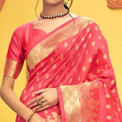 Gajari Pink Festive Wear Woven Banarasi Silk Saree