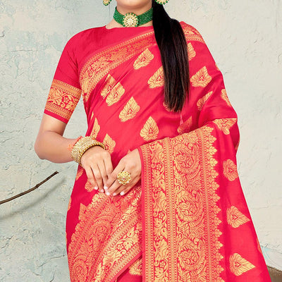 Gajari Pink Festive Wear Woven Banarasi Silk Saree