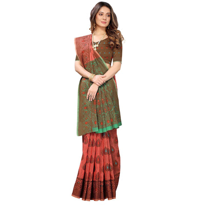 Gajari Pink Festive Wear Woven With Meena Butta Rich Pallu Cotton Saree