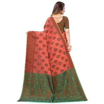 Gajari Pink Festive Wear Woven With Meena Butta Rich Pallu Cotton Saree