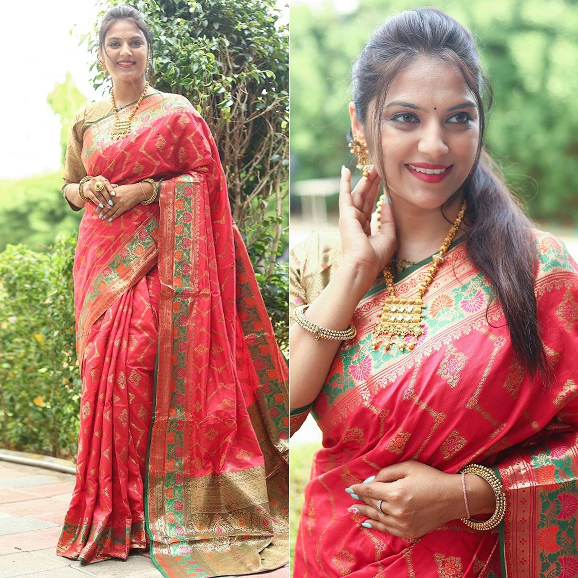 Gajari Pink Woven Art Silk Saree