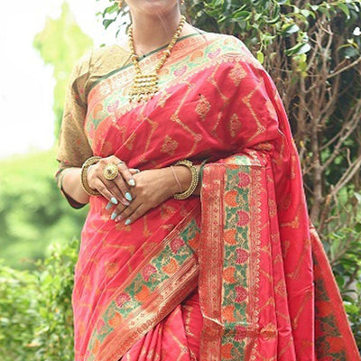 Gajari Pink Woven Art Silk Saree