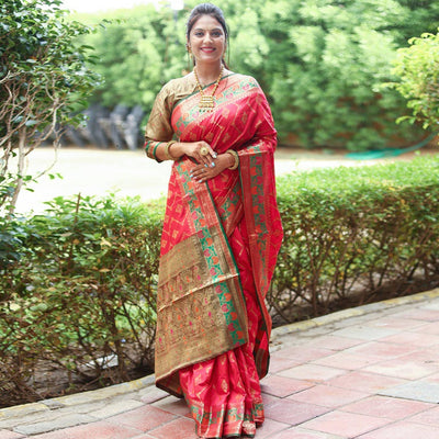 Gajari Pink Woven Art Silk Saree