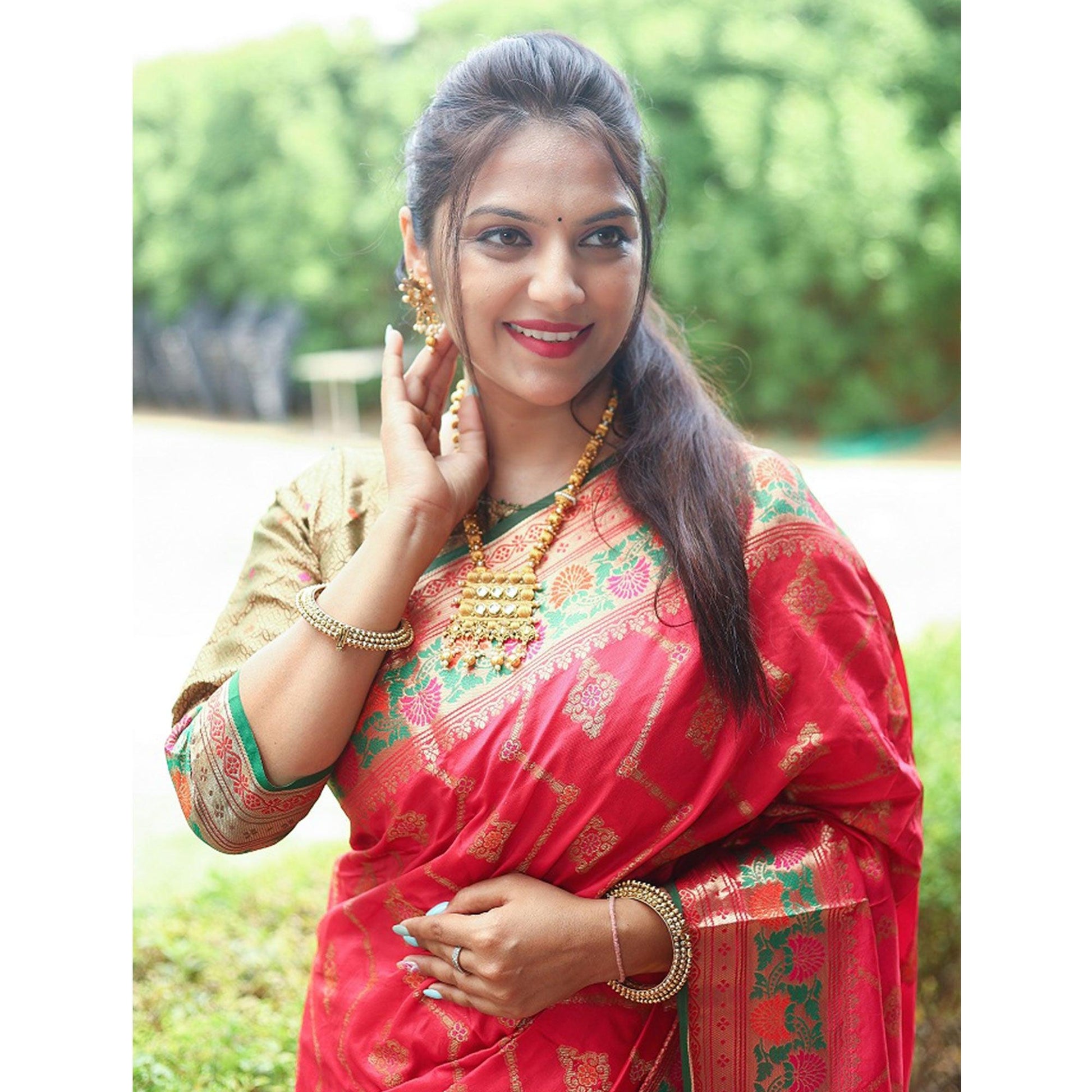 Gajari Pink Woven Art Silk Saree